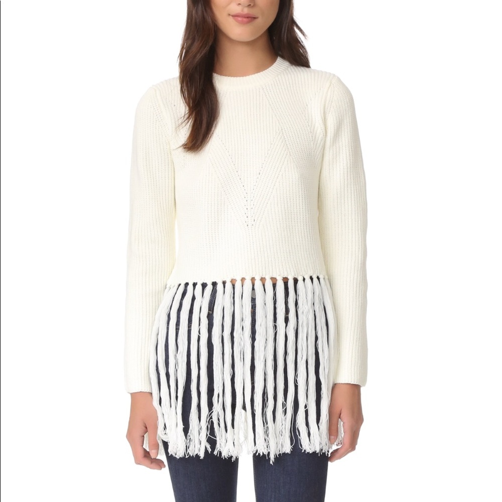 Moon river boho long fray fringe knit sweater top